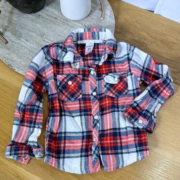 Bundle of 2 Carters Baby Girl Plaid Long Sleeve Tops size 24 months - Picture 8 of 13
